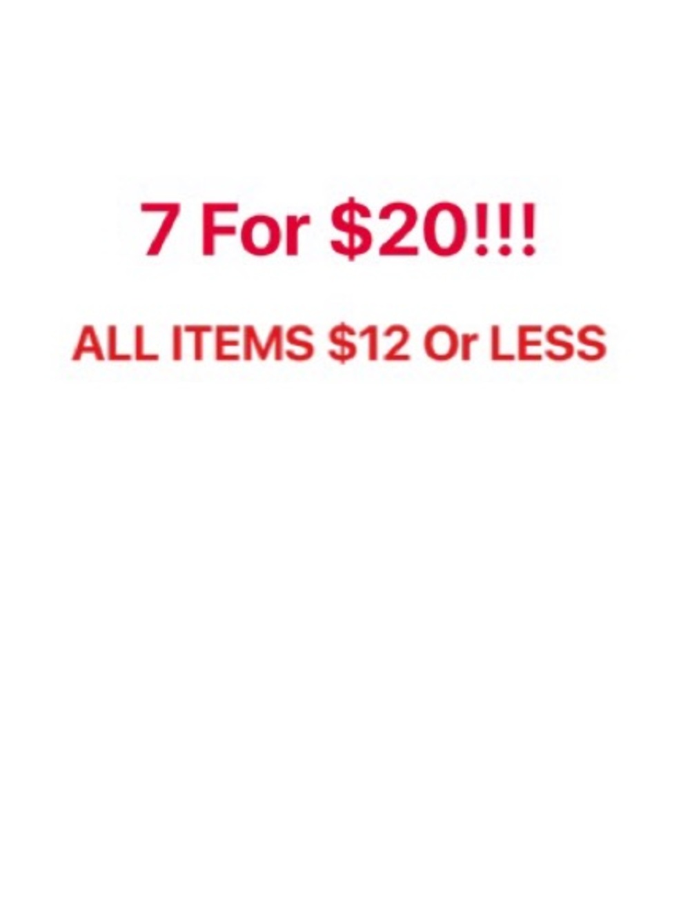 All items Priced $12 or Less included